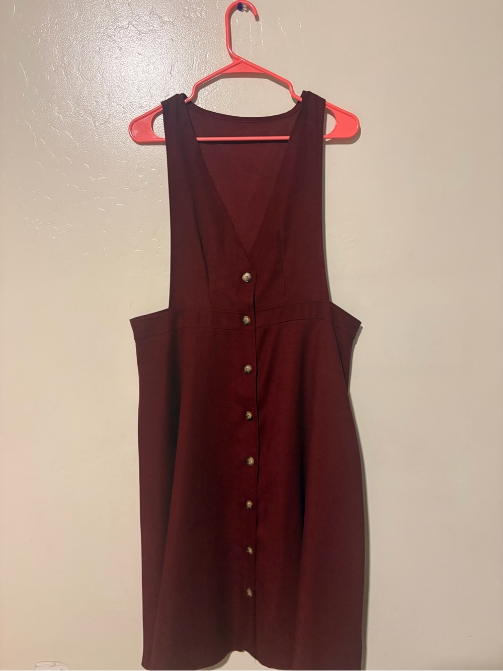 SHEIN Burgundy Button-Front Midi Dress